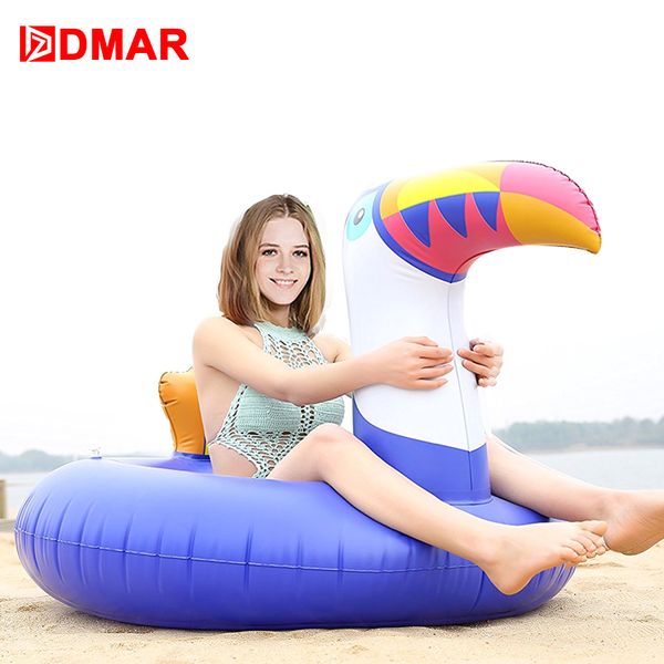 

dmar 200cm 78inch inflatable toucan giant pool water float toys unicorn swimming ring circle inflatable mattress sea water party