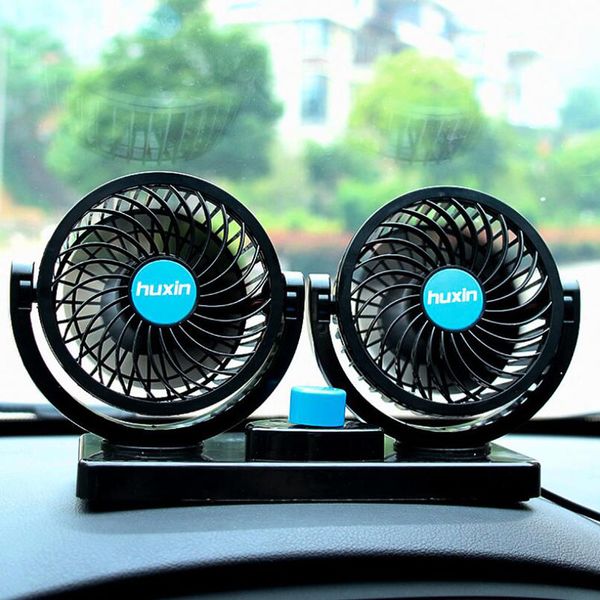 Mini ventilatore per auto elettrica 12V Condizionatore d'aria per auto estiva a basso rumore Rotazione a 360 gradi 2 marce Ventola di raffreddamento ad aria regolabile