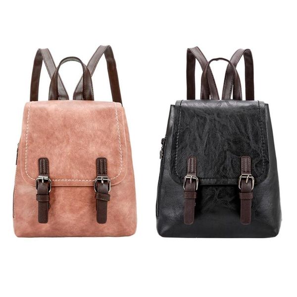 

women backpack pu leather soft backpack contrast color mini schoolbag shoulder bag for teenager girl fashion travel daypacks new
