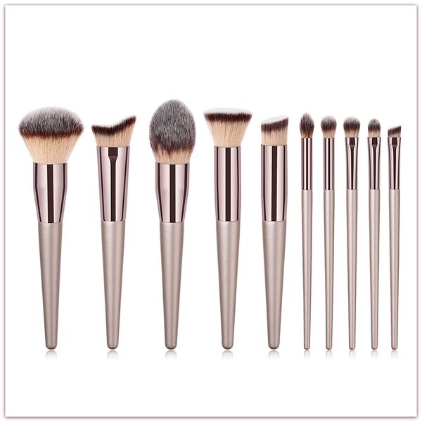 

makeup brushes 10pcs premium synthetic kabuki foundation blending eyeshadow face brush set (champagne gold) ing