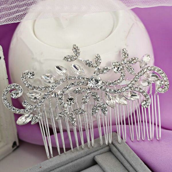 

silver crystal flower bride headdress rhinestone handmade hair comb wedding hair accessories, Golden;white