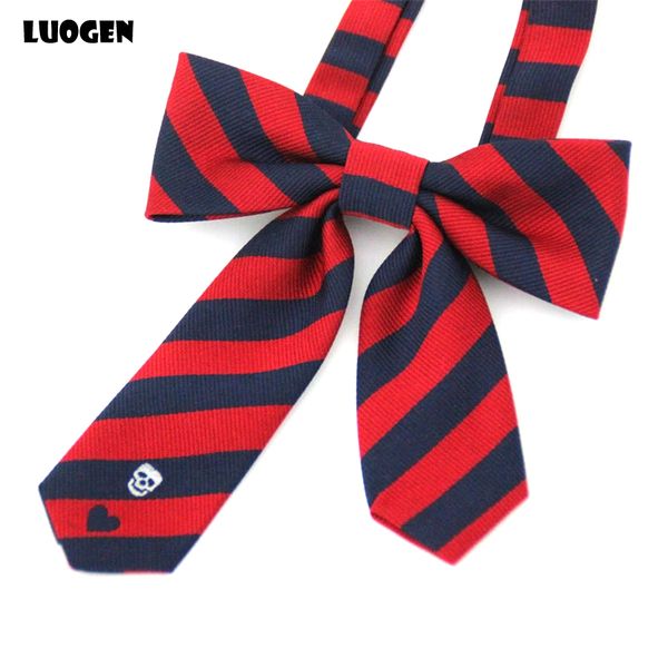 

cute skeleton heart school uniform tie brand asymmetry stripe gravata borboleta necktie japanese jk neck bow ties for girls gift, Black;blue