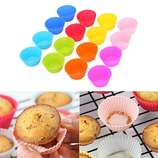 

7cm silicone muffin cupcake moulds cake cup round shape bakeware maker baking mold colorful tray baking cup liner molds