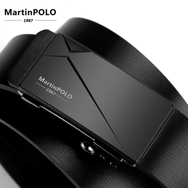 

martinpolo men's automatic genuine leather business belts men toothless belt alloy buckle cowhide strap for male mp01301p, Black;brown