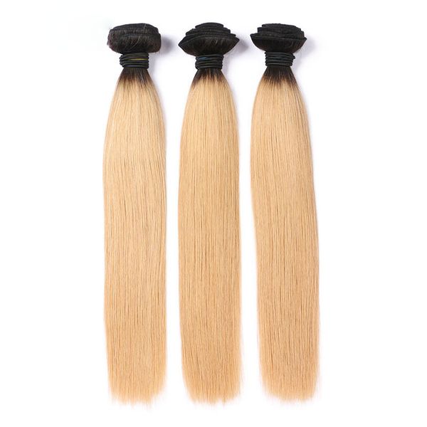 

t1b/27 ombre peruvian hair weft 3pcs straight human hair bundles remy human hair extensions ing, Black