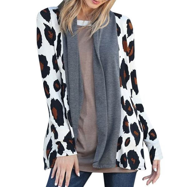 

women casual long sleeve animal leopard print open front jacket coat outwear coat oversize coats jacket zipper pockets winter c, Black;brown