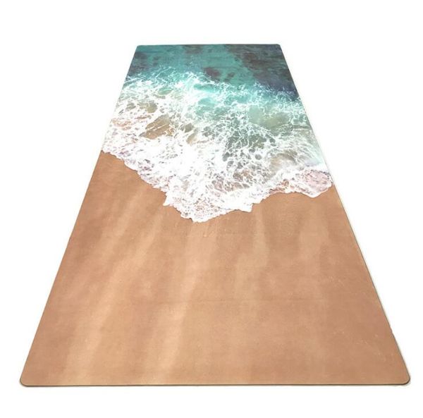 

new yoga fitness mat fashion wave printing suede rubber mat factory direct