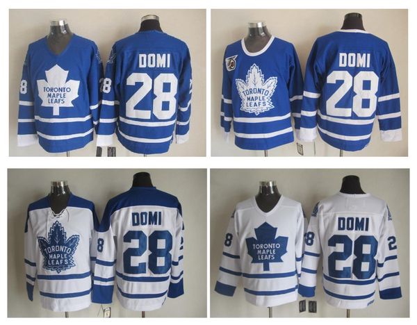 

ccm men maple leafs ice hockey jerseys #28 tie domi jersey vintage authentic stitched jerseys mix order, Black;red