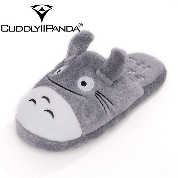 

2017 good quality lovely cute totoro lovely cat men &women indoor winter and spring warm cartoon slippers sandalias, Black