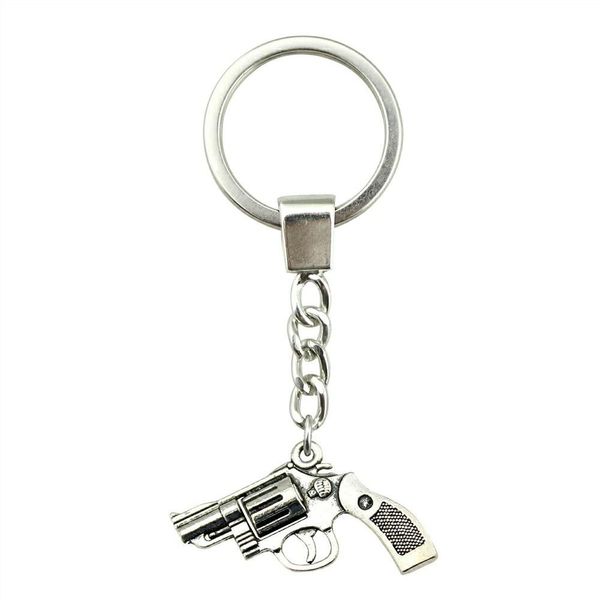 

6 pieces key chain women key rings for car keychains with charms gun 29x22mm, Slivery;golden