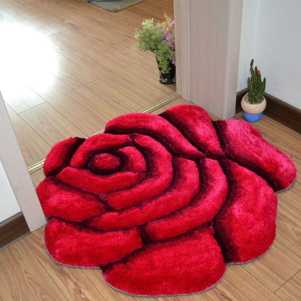 

3d printed solid flower shape bathroom carpet rugs 70*70cm door pad floor mat for decor wedding bedroom carpets badmat tapetes