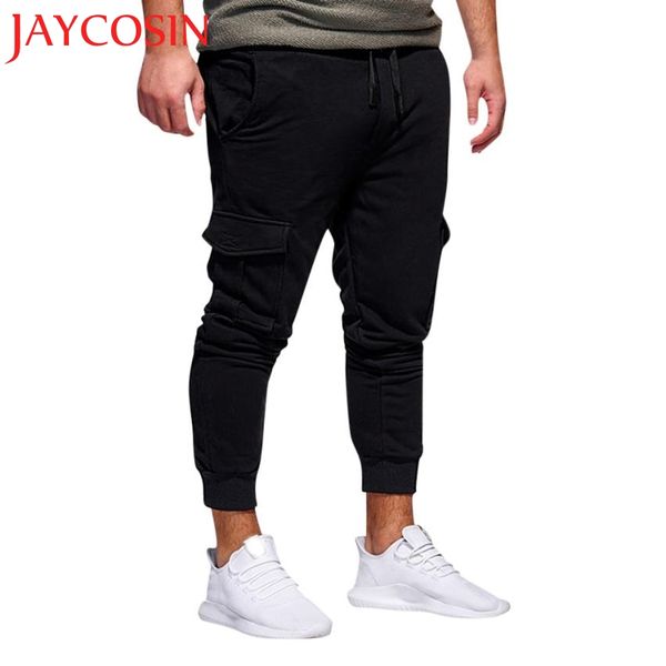

jaycosin newly 2018 fashion men's sport jogging fitness pant casual loose sweatpants drawstring dropshipping aug 9, Black