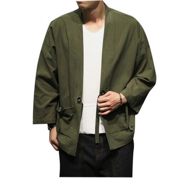 

армейский зеленый кардиган мужская одежда хлопковый кардиган куртка мужская уличная мода хип-хоп повседневная пальто свободная кимоно куртка, Black;brown