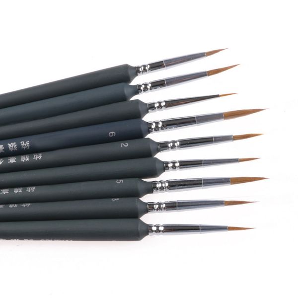 

new 9pcs/set brush pen for sketched lines gouache watercolor paint oil painting #1practice calligraphy student school supply, Black;red