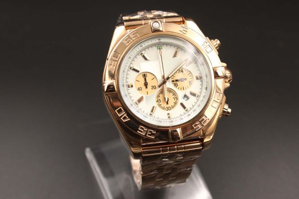 

luxury quality 18ct gold steel high brand sapphire series stainless sports strap quartz chronograph monterey watch mirror timing ftodq, Slivery;brown