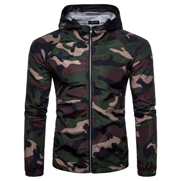 

2018 spring autumn fashion men's casual long sleeve hooded sunscreen jacket / men's camouflage zip thin hoodies coat sweatshirt, Black;brown