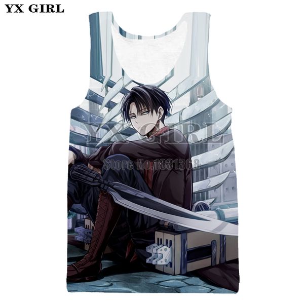 

yx girl brand 2018 new anime attack on titan harajuku style tank men women funny new style 3d vest ing, White;black