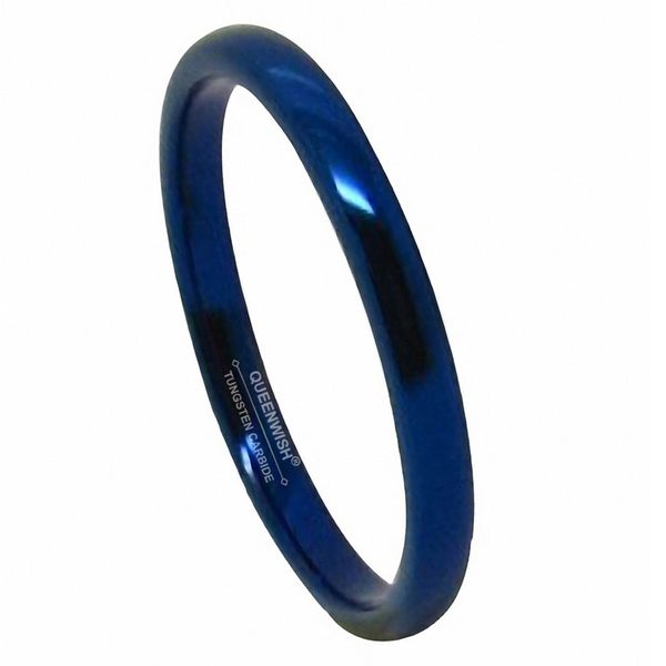 

blue tungsten rings high polish dome wedding band ring men's women's jewelry, Slivery;golden