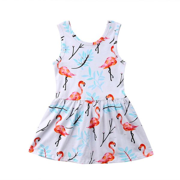 

2018 brand new toddler clothing infant kids baby girl summer cotton dress princess party animal sleeveless sundress flamingo dresses 1-5t, Red;yellow