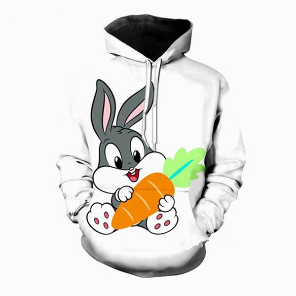 

новые bugs моды мультфильм кролик 3d печати толстовки мода одежда женщины / мужчины толстовка повседневный пуловеры k221, Black