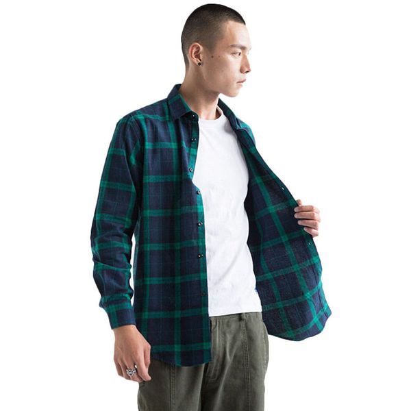 

aelfric eden мужчины рубашка повседневная уличная фланель разорвал клетчатую рубашку с длинным рукавом человек зима отложным воротником хип, White;black