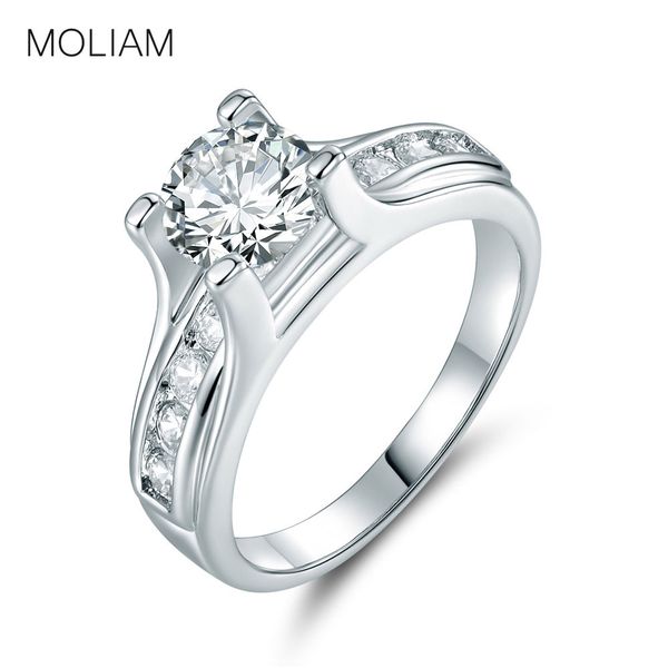 

moliam cubic zirconia stone rings for women female silver color wedding band engagement ring bague jewelry drop shipping mlr168, Golden;silver