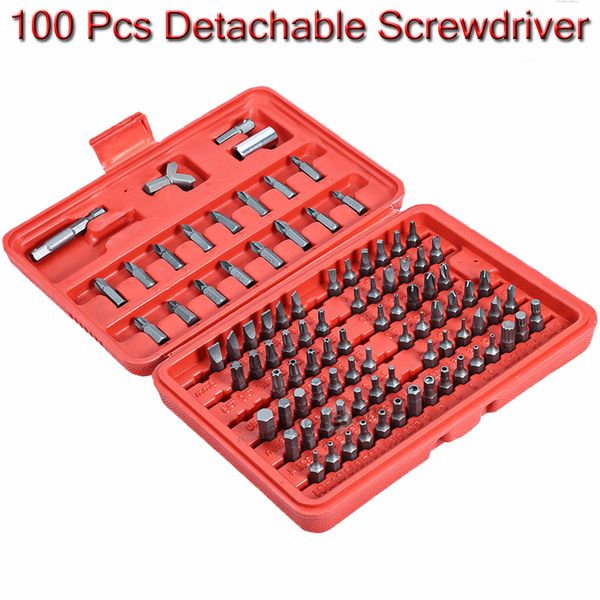 Freeshipping 100-teiliges Schraubendreher-Sicherheits-Bit-Set, Torx-Manipulationsschrauben, Sechskantschlüssel, Kreuzschlitz, Schlitz, Tri-Wing, Auto-Reparatur-Schraubendreher, Handwerkzeug-Set