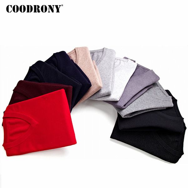 

coodrony sweater men clothes 2018 autumn winter cashmere wool pullover sweaters plus size business casual v-neck pull homme 8128, White;black