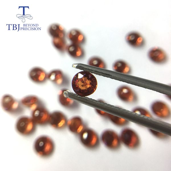

tbj,natural heated orange red sapphire round 5.0mm ard 0.65ct,loose gemstone for 925 sterling silver or gold jewelry mounting, Black