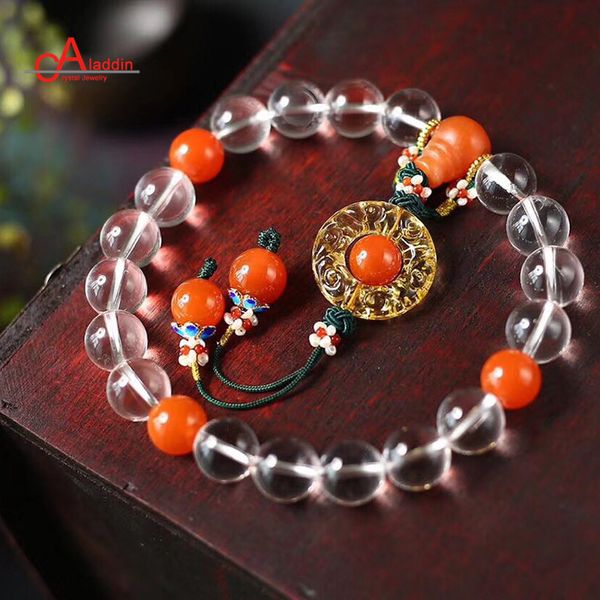 

aladdin crystal 2018 china wind style bracelets eighteen beads of the qing dynasty palace nature quartz and coloured glaze, Black