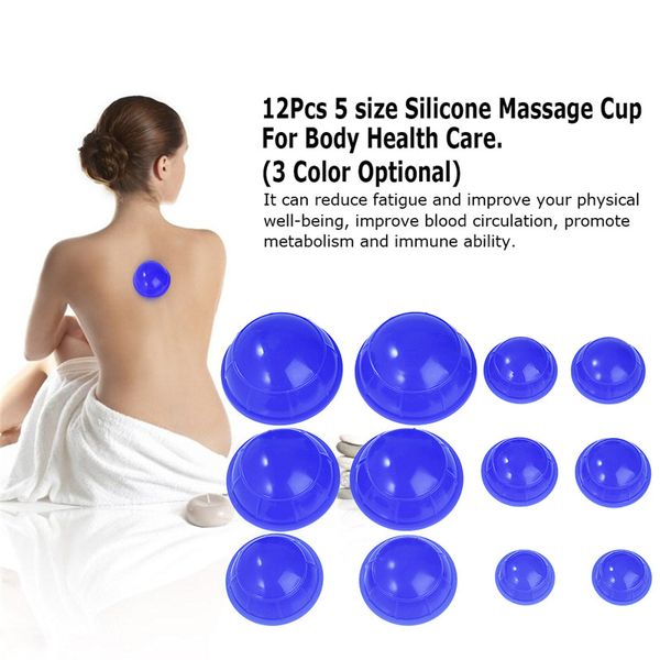 

12-cup 5 size mini silicone massage cup body vacuum cupping cup moisture chinese cupping therapy set