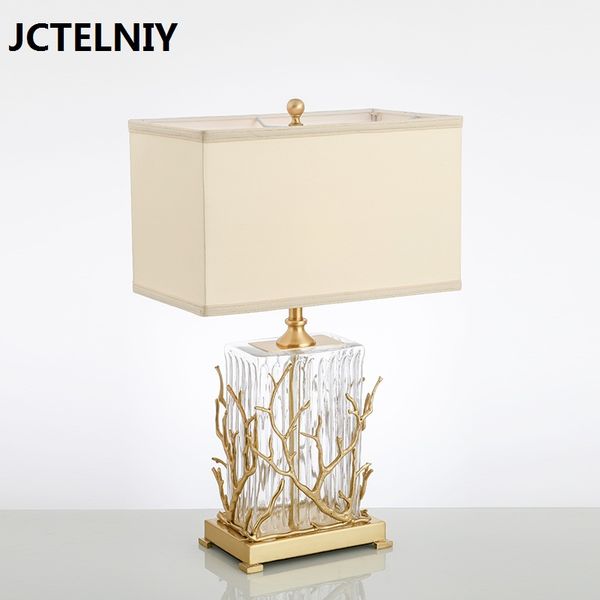 

Fashion copper brief bedroom bedside personalized glass table lamp
