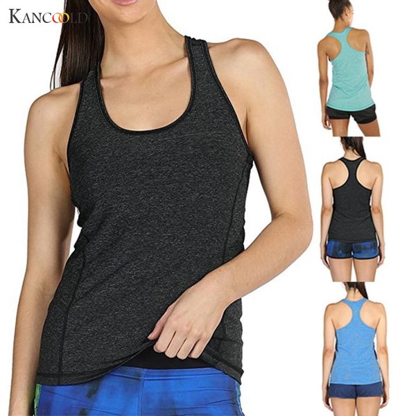 

kancoold women's tank crop women female activewear workouts racerback tank blouse shirt casual apr9, White