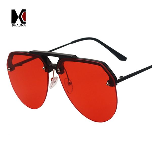 

shauna oversize candy colors pilot sunglasses women half frame clear red yellow shades for men, White;black