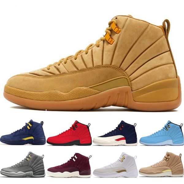 

12 12s mens basketball shoes michigan bulls college navy vachetta tan wheat dark grey bordeaux wings men sports sneakers trainers designer