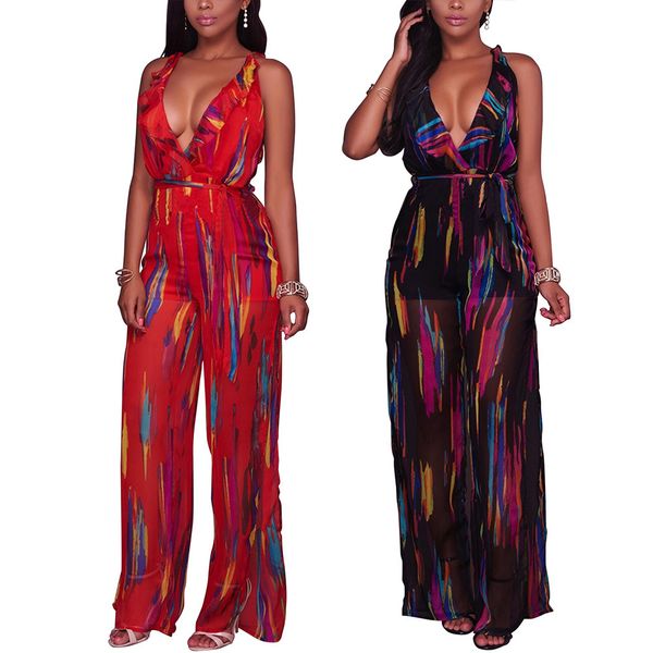 

women's trousers, long trousers, and deep v ink jet printed chiffon trousers k0715, Black;white