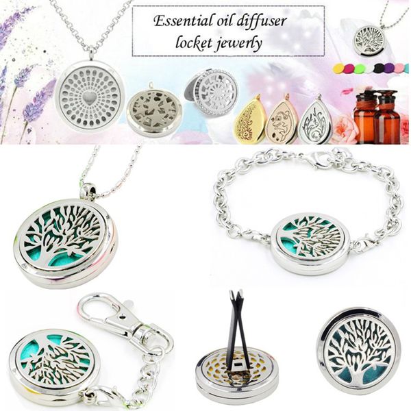 

Essential Oil Diffuser Car Perfume Clip Portable Pendant Keychain Locket Necklace Bracelet with felt pads Fashion Jewellery 98 styles
