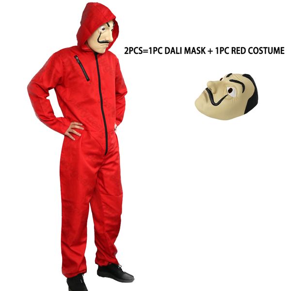 

la casa de papel salvador dali mask cosplay costume salvador dali cosplay movie costume, Black;red