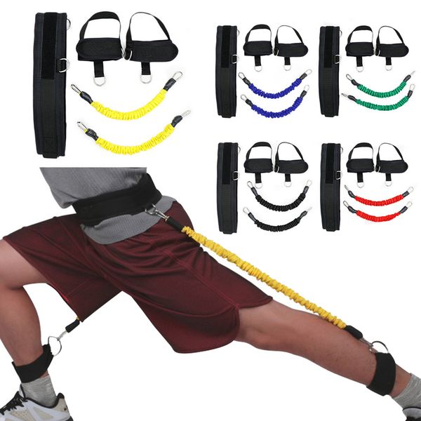 

leg strength trainer rope squat puller resistance bands basketball running bodybuilding jumping agility training belt gym equipm