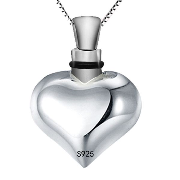 Whole Personality 925 Sterling Silver Heart Shaped Ashes Urn Funeral Cremation Jewelry Necklace Can Open Perfume Bottle Engraved Pendant - Silver Heart Perfume Bottle Pendant Whole Personality 925 Sterling Silver Heart Shaped Ashes Urn Funeral Cremation Jewelry Necklace Can Open Perfume Bottle Engraved Pendant - Silver Heart Perfume Bottle Pendant