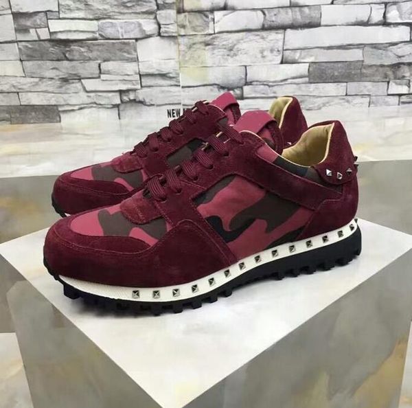 

luxurious camo suede studded camouflage rock runner sneaker shoes for women,men stud casual flat fashion shoes lace up, Black