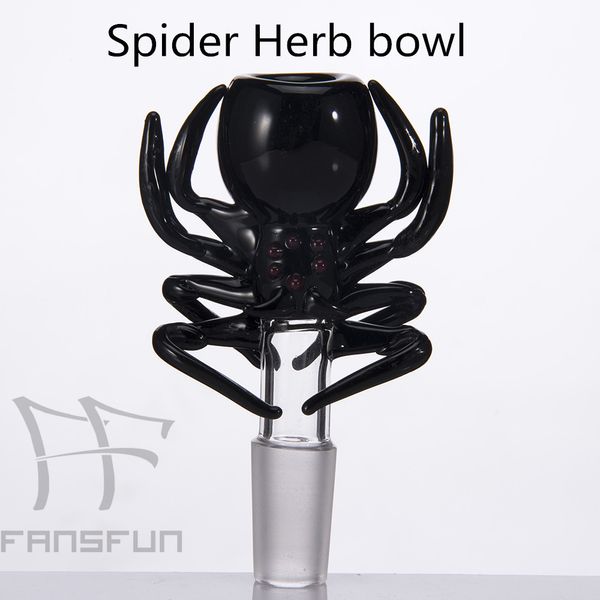 Acessórios para fumar Tigela de vidro Spider Herb Com 14mm 19mm Junta Masculina Para Cachimbos de Água Bongs