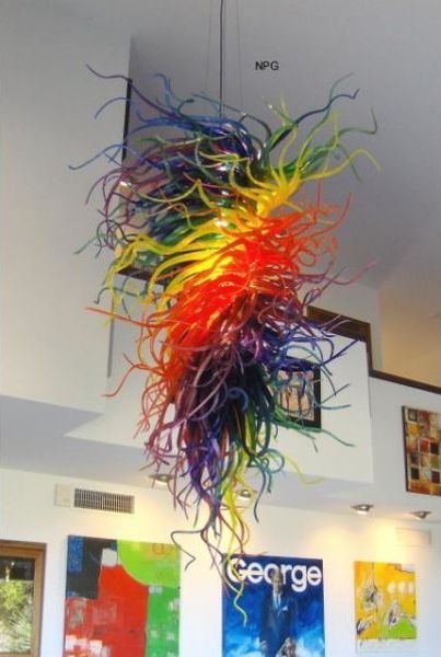 

l lobby decor rainbow art murano glass chandelier style led lights moouth blown glass chandelier and pendant lamps