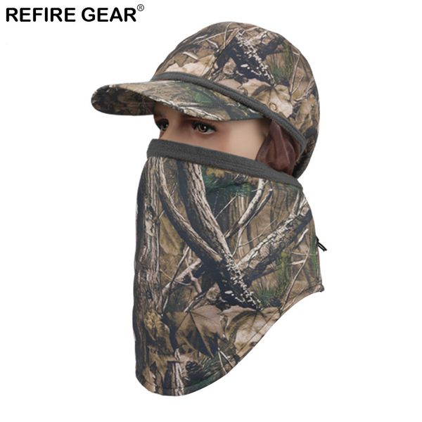 

refire gear winter fleece outdoor hat head hooded camo beanie mask balaclava knit tactical cap male hiking cap earmuffs caps, Black;white