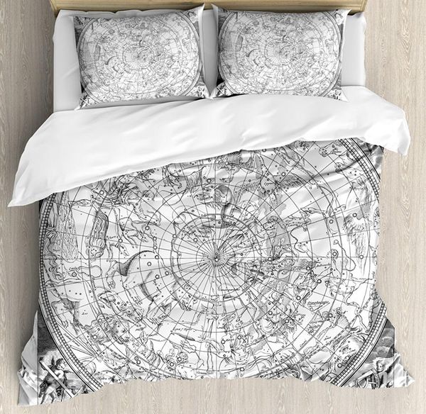 Duvet Cover Set Detailed Vintage Boreal Hemisphere Astronomy