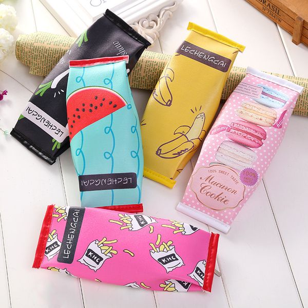 

1 pc korea fun cookies chocolate snacks fruits pen bag creative cute kawaii school student stationery