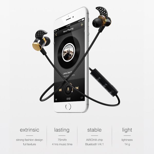 

2018 universal headphones 4.1 deep bass headphones wireless in ear metal sport music bluetooth headphones with mic