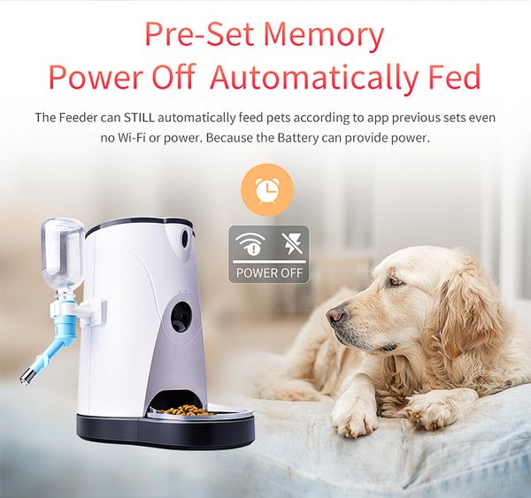 2020 4 0l Automatic Smart Pet Feeder Camera With Water Feeding