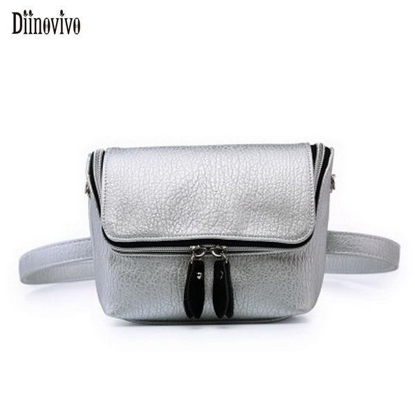 

diinovivo new fanny pack for women zipper phone purse shoulder bag ladies shopping pu leather belt bag female waist bags a008