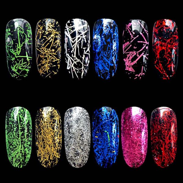 

6 color nail foil magic mirror powder silk flakes pigment sequins nail art glitter decorations aluminum uv gel manicure, Silver;gold